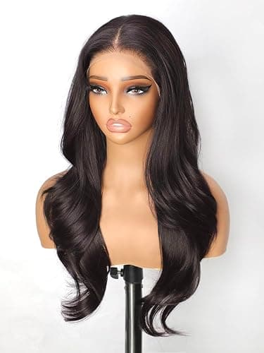 cuiud Chocolate Brown Lace Front Wig 13x4 HD Glueless Brown Wigs Pre Plucked for Beginners Synthetic Lace Front Wig for Women Long Layered Wave Wig 26inch - Image 1