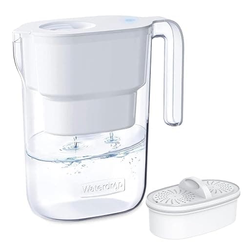 Waterdrop Water Filter Pitcher with 1 Filter, 5X Times Lifetime, Lasts 200 Gallons, for Fridge, Countertop and Gift, Reduces PFOA/PFOS, Chlorine, 7-Cup Capacity, Elfin, White - Image 1