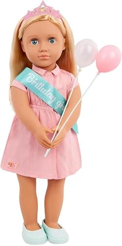 Our Generation – 18-Inch Birthday Doll – Lifelike Blue Eyes & Dark – Blonde Hair – Party Dress, Sash & Balloons – Pretend Play 3+ Years – Brenna - Image 1