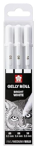 SAKURA Gelly Roll Basic White Gel Pen Set of 3, Assorted Sizes | Opaque Pens for Highlights, Drawing & Crafts - Image 1