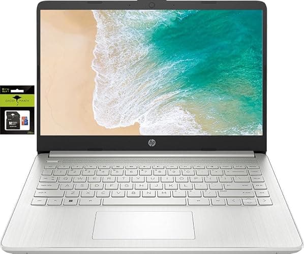 HP 14" Laptop Ultral Light for Students and Business, Quad-Core Intel Celeron Processor, 16GB RAM, 384GB Storage (128GB eMMC + 256GB Ghost Manta SD Card), HDMI, WiFi, USB-A&C, Win 11 - Image 1