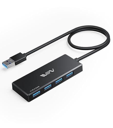 USB 3.0 Hub,4 Port USB Splitter Extender Portable Adapter Multiport Data Hub for Laptop,Xbox, Flash Drive,HDD,Console,Camera,Keyborad,Mouse Windows,Mac OS PC,Not Designed to Charge Devices-Black - Image 1