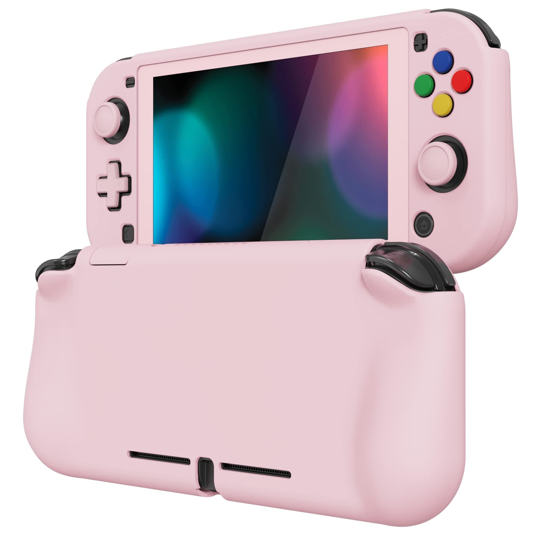 PlayVital ZealProtect Protective Case for Nintendo Switch Lite, Hard Shell Ergonomic Grip Cover for Nintendo Switch Lite w/Screen Protector & Thumb Grip Caps & Button Caps - Cherry Blossoms Pink - Cherry Blossoms Pink - Image 1