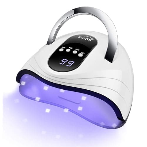 Sunrich UV Gel Nail Lamp 120W LED Nail Light Fast Dryer for Gel Polish Curing with 4 Timers Portable Handle Large Space Automatic Sensor (White) - Image 1
