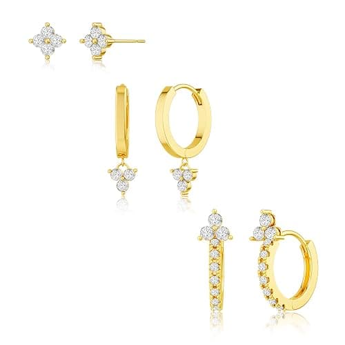 Freekiss 3 Pairs Gold Hoop Earrings Set: Dainty Stud Earrings Trendy Small 14K Gold Plated Hypoallergenic Dangle Cartilage Huggie Hoop Earrings for Women Gold Jewelry for Women Gifts - Image 1