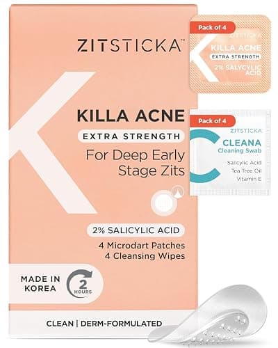 ZitSticka KILLA Extra Strength Patches for Face - Medical Grade Acne Patch - Fast Acting Advanced Microdart Patch for Early-Stage Zits - Starts Working Within 2 Hours - 4 Count - Image 1