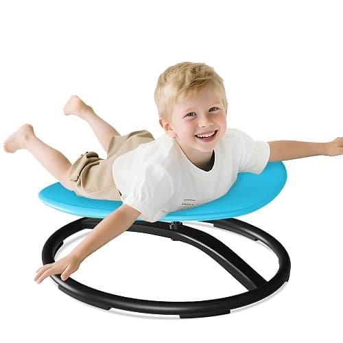 21" L × 19" W Large Size Spinning Chair for Autistic Kids, Toddler Sensory Spinning Chair, Sensory Toys Gifts for Kids with Autism & ADHD, Sit and Spin Training Body Coordination, Azure Rounded Shape - Image 1