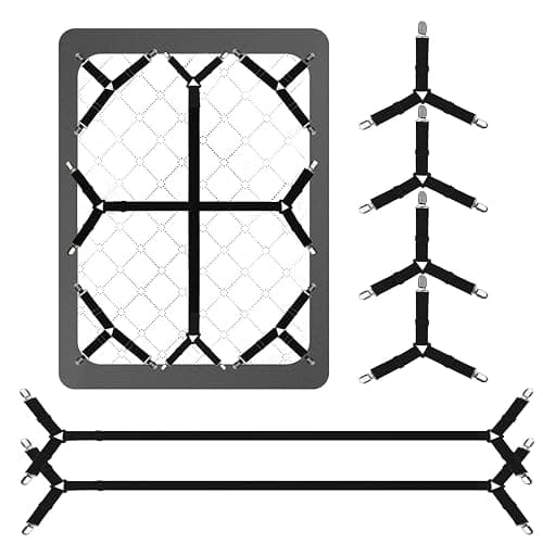 Luyena Bed Sheet Straps, 6 Pack, Adjustable Elastic Fitted Sheet Holders | Secure Fitted Sheet Straps for Twin to King Size Beds, Non-Slip Bed Sheet Clips, Keep in Place, Easy to Install, Black - Image 1