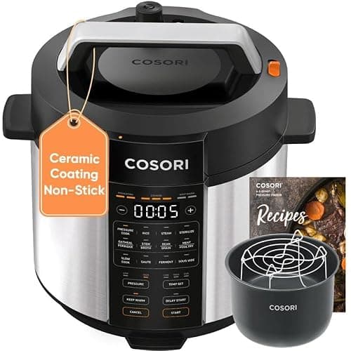 Cosori Pressure Cooker 6QT, Stainless Steel, 9-in-1 Multi Cooker, 12 Safety Features, Ceramic Inner Pot, Rice, Slow Cook, Sous Vide, Saute, 1100W - Image 1