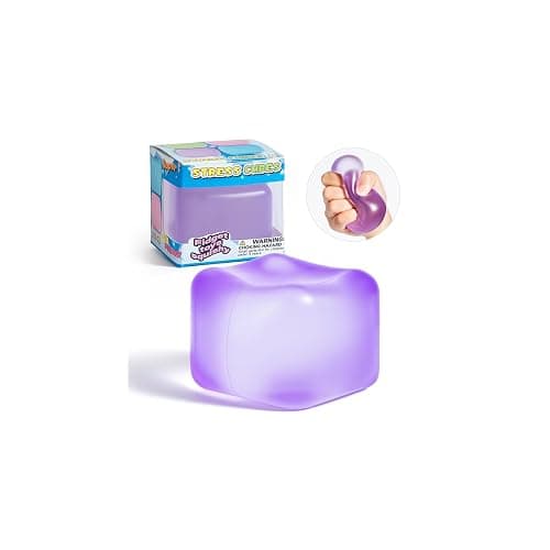 Stress Cube Squishy Fidget Toys, 2.17" Slow Rising Ice Cube Stress Ball, Sensory Sugar Squishy Squeeze Toys for Adults & Kids, Anxiety Relief Desk Toys, Classroom Prizes Party Favors (Purple) - Image 1