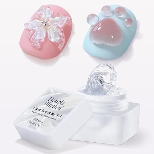 Double Rhythm 3D Nail Gel Clear Solid Sculpting for Art Non-Sticky Hard Gel for Building Carving Molding Nail Extension Soak Off UV/LED Nail Art Salon Home DIY 0.5 Oz (Clear) - Image 1