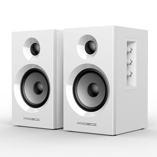 Probox BT16 Active Bookshelf Speakers 3.5" Woofer with 1" Tweeter, 60W RMS-Bluetooth 5.3, Built-in 24bit DAC USB Dynamic 3D 2.0 Surround Sound, Computer Gaming PC Speakers - White - Image 1