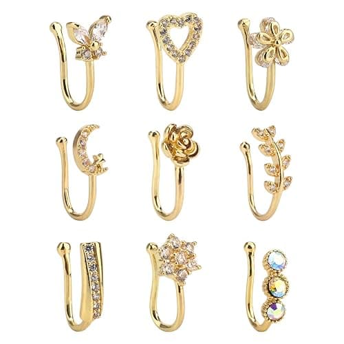 CrazyPiercing Fake Nose Ring CZ African Nose Cuffs Gold/Silver/Rose Gold Faux Septum Nose Rings Clip on Nose Jewelry for Woman Non Pierced Jewelry - Image 1