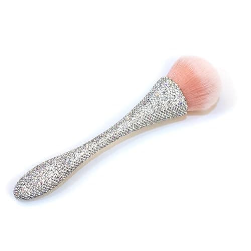 WOKOTO 1pcs White Shiny Rhinestone Nail Art Dust Brushes For Acrylic Nails Powder Remover Brushes Loose Face Cosmetics Blending Liquid Foundation Powder Make Up Brushes Nail Trimming Cleaning Tools - Image 1
