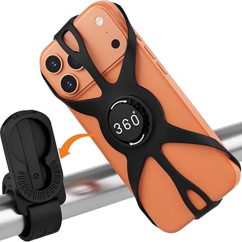 SZCFAN Bike Phone Holder, Motorcycle Cell Phone Mount- 360° Rotatable, Silicone Bicycle Phone Mount for Motorcycle Bicycle Scooter, for 15 Pro Max / 14/13, S10 and More 4.7-6.8" Phone - Image 1