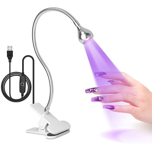 AORAEM U V Nail Lamp,Sliver 3W U V Light for Nails 35NM U V Gel X Nail Lamp with Gooseneck and Clamp for Gel Nail (AA-Silver) - AA-Silver - Image 1