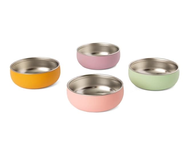 Monkey Proof™ Non-Toxic Stainless Steel Child Bowl 5” with Non-Slip Silicone Shell, (Set of 4 bowls) Unbreakable, Mess Free Feeding for Babies, Toddlers, Kids, BPA free (Garden Party) - Image 1