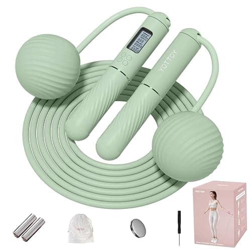 YOTTOY Skipping Ropes for Adults -Cordless Counter Jump Rope with Large Cordless Ball-Weighted Jump Rope for Women with LCD Display - Image 1