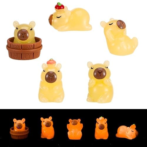 GSrenyu 30PCS Mini Resin Capybara Figurines, Miniature Luminous Capybara Glow in the Dark Little Resin Capybara, Yellow Tiny Capybara Ornament Accessories for DIY Aquarium Decoration Fairy Garden - Image 1