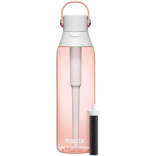 Brita Insulated Filtered Water Bottle with Straw, Reusable, Christmas Gift and Stocking Stuffer For Men and Women, BPA Free Plastic, Blush, 26 Ounce - Image 1