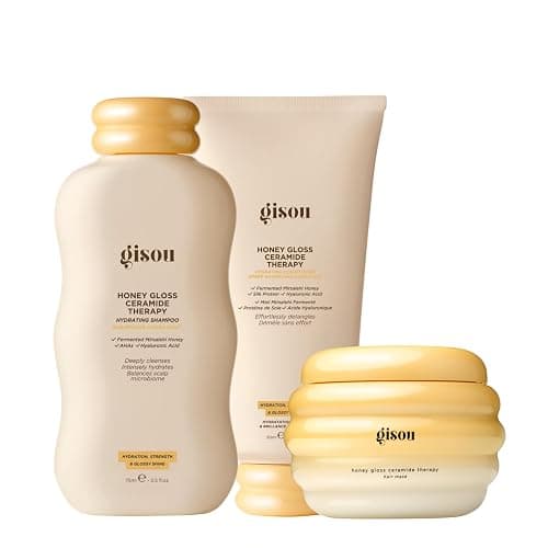 Gisou Honey Gloss Hair Therapy Trio - Mini Shampoo, Mini Hair Mask and Mini Conditioner for Smoother, Stronger and Glossier Hair - Image 1