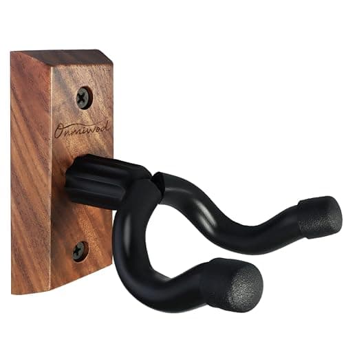 Onmiwod Guitar Wall Mount, Black Walnut Wood Guitar Hanger, U-Shaped Guitar Wall Hanger Mount, Guitar Holder Hook Stand Wall for Acoustic, Electric Guitar, Banjo, Bass, for Guitar Player Men Boy - Black Walnut Wood - Image 1