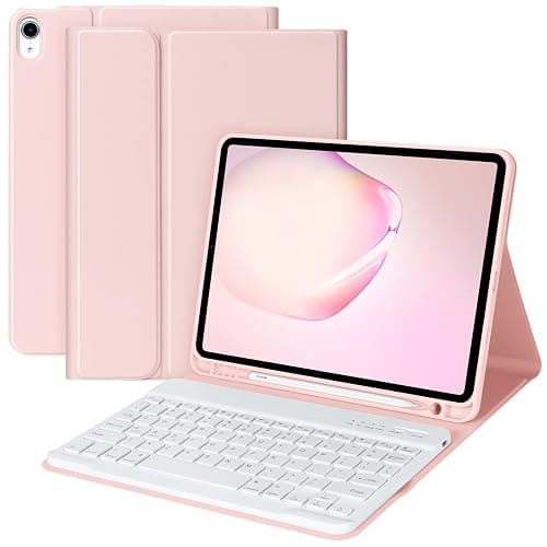 BQSS Keyboard Case for iPad Air 11 Inch M3/M2 (2025/2024) Wireless Keyboard Case for iPad Air 10.9 Inch 5th/4th Generation (2022/2020) Detachable for iPad Pro 1st Case with Pencil Holder Pink - Image 1