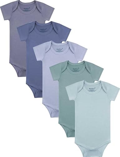 BestSoul Baby Solid Bodysuit - Super Soft Rayon made from Bamboo - Short Sleeve Long Sleeve Newborn Infant Boy Girl - 5-Pack - Image 1