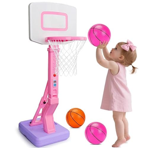 Basketball Hoop Indoor for Toddler Toys 1-3 3-5 Adjustable Portable Basketball Net Set Pool Outdoor Backyard Toy Mini Hoop Basket Ball Game for Kids Age 1 2 3 4 5 6 Year Old Boys Girls - Image 1