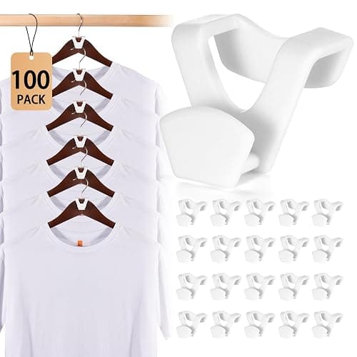 HOUSE DAY Space Saving Hanger Hooks 100 Pack, White Clothes Hanger Connector Hooks, Heavy Duty Hanger Hooks Space Saver, Sturdy Hanger Connector Hooks, Premium Cascading Hanger Hooks for Closet - 100 Pack - White - Image 1