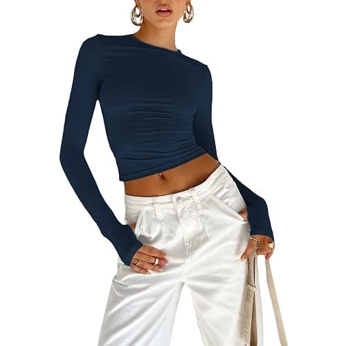Women's Basic Long Sleeve Slim Fit Crop T Shirt Top Y2K Tops TikTok Crop Top Club Party E-Girls Streetwear - Image 1