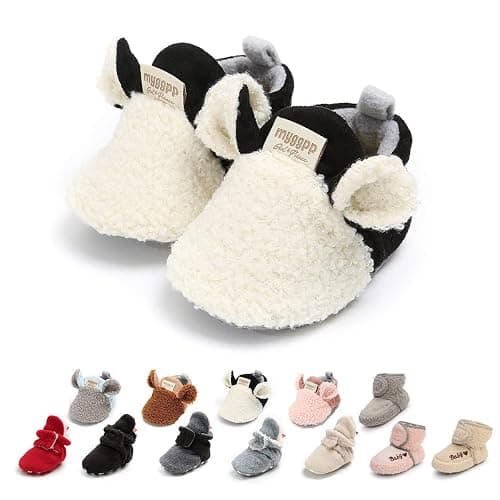 Ohwawadi Infant Baby Boys Girls Slippers Cozy Fleece Booties Soft Bottom Warm Cartoon Socks Newborn Crib Shoes - Image 1