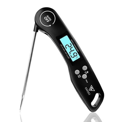 DOQAUS Digital Meat Thermometer, Instant Read Food Thermometer with Backlight LCD Screen, Foldable Long Probe & Auto On/Off, Perfect for Kitchen, BBQ, Water,Meat, Milk, Cooking Food (Black) - Image 1