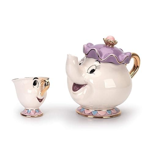 GZHaiTuoSi Cartoon New Beauty And The Beast Teapot Mug Mrs Potts Chip Tea Pot Cup One Set Lovely & set - Image 1