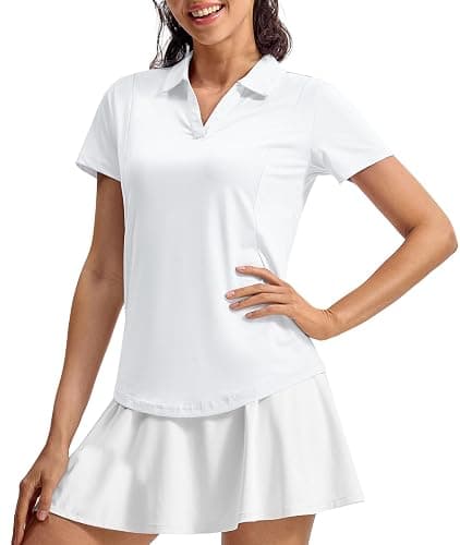 TBMPOY Women's Golf Polo Shirts Short Sleeve V-Neck Collared Shirts Quick Dry UPF 50+ Sun Protection Tennis Shirt - Image 1