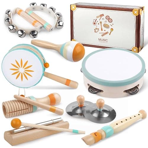 Toddlers Musical Instruments-Baby Montessori Wooden Musical Toys for Toddlers 1-3 Year Old,Kids Percussion Instruments Toy for Preschool Kids,Christmas Birthday Gift for Baby Boys Girls - Image 1
