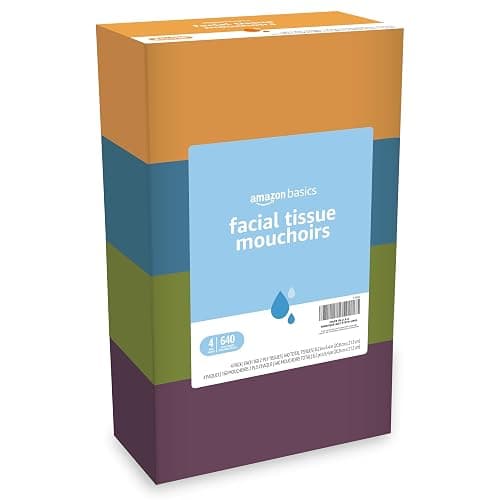 Amazon Basics Facial Tissue, 2-Ply, 160 Tissues per Box, 4 Boxes (640 total) (Previously Solimo) - 160 Count (Pack of 4) - Image 1