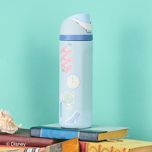 Owala Disney Princess FreeSip Insulated Stainless Steel Water Bottle with Straw for Sports and Travel, BPA-Free Sports Water Bottle, 24 oz, Cinderella - Image 1