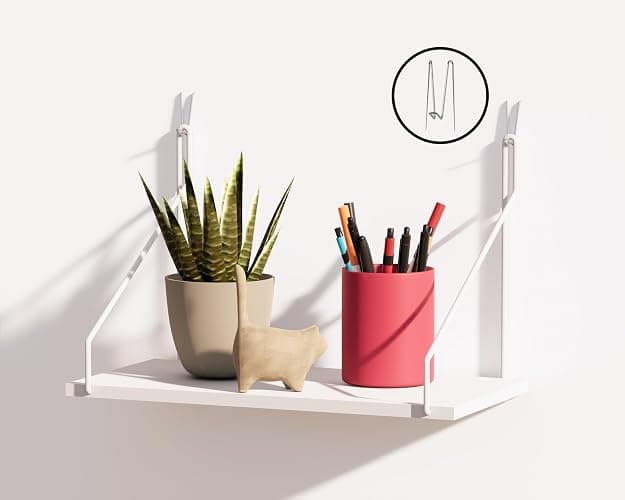 SoaShower Cubicle Shelf with Hooks – 11.8" Office Cubicle Accessories for Work, Floating Wall Shelf for Cubicle Decor, Hanging Organizer for Cubicle Wall Storage & Office Decorations&White - Image 1