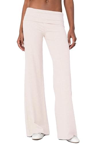 Luckinbaby Women's Flare Skinny Pants Fold Over Leggings Stretch Bootcut Bell Bottom Slim Fit Yoga Pants Y2k Joggers - Image 1