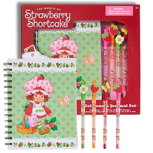 Innovative Designs Strawberry Shortcake Journal Set with Pens for Kids and Girls, 80 Lined Page Spiral Notebook with 4 Colored Gel Pens - Image 1