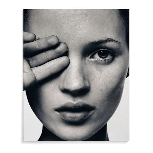 British Model Kate Moss Vintage Black And White Portrait Poster (2) Bedroom Office Room Printed Canvas Poster Wall Art Decoration Painting Aesthetic Poster Unframe-style 16x20inch(40x50cm) - Image 1