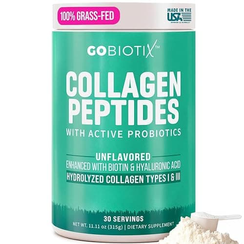 GOBIOTIX Collagen Powder Supplement with Probiotics - Hydrolyzed Protein Collagen Powder for Women - Hair Skin and Nails, Joint and Digestive Health - Collagen Peptides Type I and III - 30 Servings - Image 1