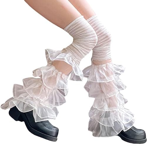 SherryDC Girl's Y2k Kawaii Leg Warmers Cute Lace Harajuku Leg Sleeves Gothic Lolita Long Slouch Socks for Women - Image 1
