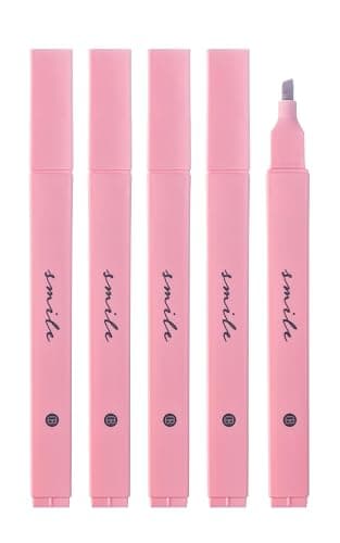 DIVERSEBEE Bible Highlighters with Soft Chisel Tip, 5 Pack Single Color Pens No Bleed, Quick Dry, Cute Aesthetic Markers for Bible Study Journaling Supplies (Pink) - Pink - 5 Pack - Image 1