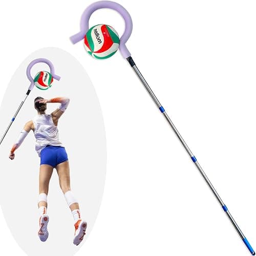 AKA Sports Gear Volleyball Spike Trainer (EVA Header Design, No Header Scrap) Split Pole with Question Mark Hook-Adjustable Volleyball Hitting Trainer Equipment for Serving, Spiking and Jump Training - Image 1