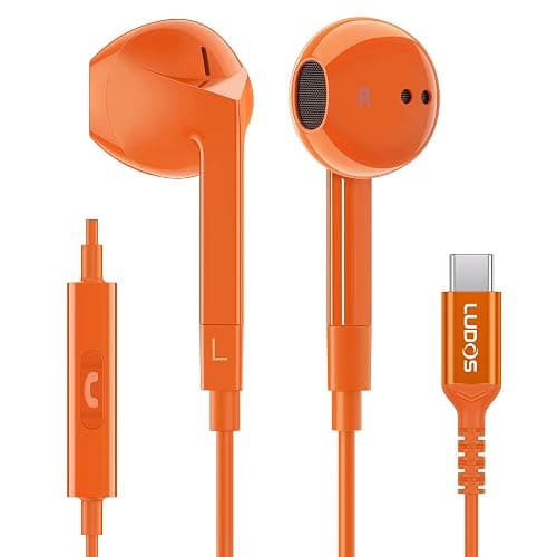LUDOS FEROX USB C Headphones for iPhone 17 16 15 Pro Max Plus Air iPad Pro, 5 Years Warranty, USB-C Earbuds for Samsung Galaxy S24 S23 Ultra S22 S21 FE S20 Z Flip 3 Fold 4 A53, USB Type C Earphones - Image 1