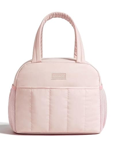 Aosbos Puffer Lunch Bag for Women Men Lunch Bag Small Insulated Lunch Box Adult Lunch Bags Boite a Lunch Femme Lunchbag for Work Picnic (Pink) | 9L Capacity, 5H Cold Insulation, Easy Clean Lining, Water-Resistant, Multiple Pockets, Soft Lightweight - Image 1