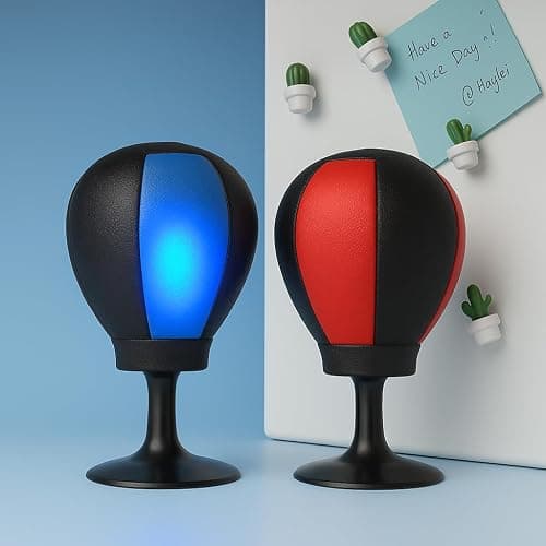 Light-Up Desk Punching Ball – 5.7" x 3" Mini Stress Relief Boxing Toy with Suction Base – Office Desk Accessory for Anxiety, Anger & Fun Gift - Image 1