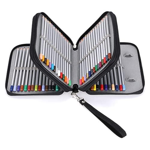 BTSKY Zippered Pencil Case-Canvas 72 Slots Handy Pencil Holders for for Prismacolor Watercolor Pencils, Crayola Colored Pencils, Marco Pencils (Black) - Image 1